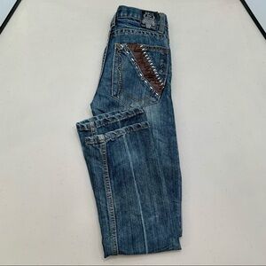 GS115 Jeans Kids 10 Straight Leg Leather Accent Pockets Girl